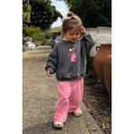 Kız Çocuk Pembe Panter Baskılı 3 Iplik Kumaş Pamuklu Sweatshirt - 11 - 12 Yaş - Antrasit