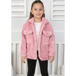 Kız Çocuk Pembe Peluş Ceket Arkası Kuromi Baskılı - 01P-Pembe - 3 - 4 Yaş