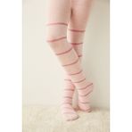 Kız Çocuk Pretty Simli Çizgili Pembe Külotlu Çorap - 1 Yaş - Pembe Melanj