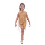 Kız Çocuk Pullu Pelerinli Trend Abiye Elbise AK2244, GOLD, 13 Yaş