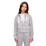 Kız Çocuk Relaxed Gap Logo Fermuarlı Sweatshirt Gri