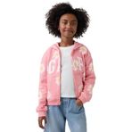 Kız Çocuk Relaxed Logo Fransız Havlu Kumaş Fermuarlı Pembe Sweatshirt