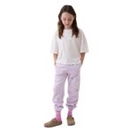 Kız Çocuk Relaxed Logo Fransız Havlu Kumaş Lila Jogger Eşofman Altı