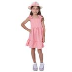 KIZ ÇOCUK ŞAPKALI ELBİSE KARELİ FİYONKLU B33 TOZ PEMBE 6 Yaş