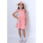 KIZ ÇOCUK ŞAPKALI ELBİSE KARELİ FİYONKLU B33 TOZ PEMBE 7 Yaş