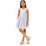 Kız Çocuk Şerit Broderie Anglaise Kolsuz Elbise - Mavi - Breezy Blue - 8 Yaş