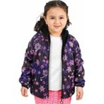 Kız Çocuk Siyah Mor Kar Tanesi Desenli Içi Polar Yağmurluk - 1011659 - Renkli