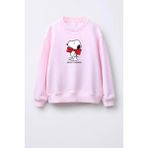 Kız Çocuk Snoopy Baskılı 3 Iplik Kumaş Pamuklu Sweatshirt - 3 - 4 Yaş - Pembe