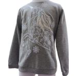 Kız Çocuk Sweat-Shirt Pullu Nakış İşlemeli Unicorn Baskılı Gri (Gri, 7-8 Yaş)