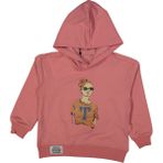 Kız Çocuk T Harfli Gözlüklü Kız Modelli Kapüşonlu Somon Sweatshirt - 6 Yaş