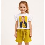 Kız Çocuk T-Shirt Şort İkili Takım Penye (Beyaz - Yeşil, 4 Yaş)