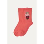 Kız Çocuk Teddy Desenli Lastiksiz Modal Soket Çorap Koyu Pembe