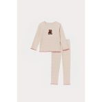 Kız Çocuk Teddy Desenli Pijama Takımı Ekru