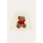 Kız Çocuk Teddy Sweatshirt Pijama Üstü Ekru