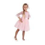 Kız Çocuk Tokalı Ve Tül Dantel Trend Abiye Elbise Ak2209, Pembe, 2 Yaş