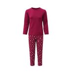 Kız Çocuk Uzun Kollu Pijama Takımı Bordo