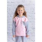 Kız Çocuk Waffle Kumaş Garnili Baskılı Sweatshirt - Pembe - 5 - 6 Yaş