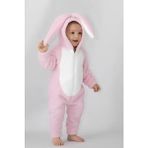 Kız Çocuk Welsoft Tavşan Kulaklı Kışlık Tulum - Pembe - 3 Yaş
