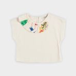 Kız Çocuk Yakası Fırfır Detaylı T-Shirt Bej