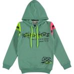 Kız Çocuk Youth Önü Omuzları Yazı Desenli Yeşil Renk Kapüşonlu Sweatshirt - 5 Yaş