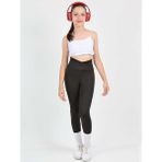 Kız Çocuk Yüksek Bel Kruvaze Kemer, Koşu, Yürüyüş, Casual, Spor, Atletik, Egzersiz, Fittness Tayt - 6 - 7 Yaş - Siyah