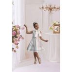 Kız Çocuk Zarif Saten Fiyonklu Beyaz Elbise Abiye Mezuniyet Wedding Dress - Beyaz-100 - 6 - 7 Yaş