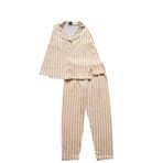 Kız Çocuk%100 Pamuklu Sarı Beyaz Çizgili Gömlek Yaka Boydan Düğmeli Mevsimlik Pijama Takımı (Sarı, 7 yaş)