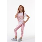 Kız Çocuklar İçin Colorinas Shiny Tayt Pembe Renk ve Parlak Özellikler - 9 Yaş - Pudra Pembe