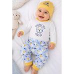 Kız Erkek Bebek Badi Takım %100 Pamuk Annesinin Kuzusu Çıtçıtlı Badi Pantolon Bere 3'Lü Yenidoğan Set 593-4