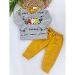 Kız / Erkek Bebek / Çocuk Ikili Eşofman / Pijama Takımı - 01S-Sarı - 9 Ay