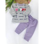 Kız / Erkek Bebek / Çocuk Ikili Eşofman / Pijama Takımı - Gri - Lila - 9 Ay