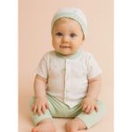 Kız Erkek Bebek Rahat Kısa Kollu Pijama Takımı - 0 - 3 Ay - Su Yeşili