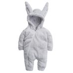 Kız Erkek Bebek Ve Çocuk Fermuarlı Peluş Tavşan Tulum (Gri, 2 Yaş)