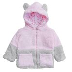 Kız Erkek Bebek Ve Çocuk Müslin Astarlı Ayıcıklı Peluş Mont (Pembe, 1 Yaş)