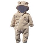 Kız Erkek Bebek Ve Çocuk Müslin Astarlı Patikli Polar Tulum (Bej, 6 ay)