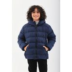 Kız Erkek Çocuk Lacivert Su ve Rüzgar Geçirmez Kapüşonlu Polar Kışlık Şişme Mont & Kaban RB-450