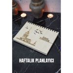Kız Kulesi Ahşap Plan Defteri - Tarihsiz Ajanda - Haftalık Planlayıcı (Süresiz Planlayıcı) A5