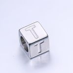 KIZAMI 6 adet 7 x 7 mm paslanmaz çelik harf boncuklar, gümüş harf boncukları, kare, kendin yap takı yapımı, bileklik, kolye, el işi, çocuk projeleri için