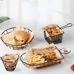 Kızartma sepeti için patates kızartma sepeti için atıştırmalıklar için tepsi sepeti için saklama sepeti tavuk kızartma sepeti için yiyecek filtresi yağ filtresi sofra kabı kızartma sepeti (dikdör