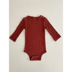 Kızıl Kahve Fitilli Modal Uzun Kol Body - Renkli - 6 - 9 Ay