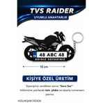 KIZILAKSAM TVS Raider Siyah Motosiklet Uyumlu Kişiye Özel Hediyelik Motor Plaka Anahtarlık