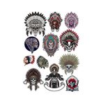 Kızılderili Kuru Kafa Sticker Set 12 Parça Telefon, Tablet, Defter, Laptop Sticker