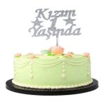 Kızım 1 Yaşında Ilk Yaş Doğum Günü Partisi Pleksi Pasta Süsü Gümüş Renk GO50606594330