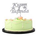 Kızım 1 Yaşında Ilk Yaş Doğum Günü Partisi Pleksi Pasta Süsü Gümüş Renk - Renkli