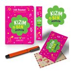Kızım ve Ben Aramızda Ayraç Kartpostal Kişiye Özel Kalem - Turuncu