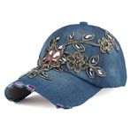 Kızlar Elmas Encrusted Altın Tel Beyzbol Şapkası Açık Seyahat Eğlence Kap Kap Güneş Kremi şapka Seyahat Tüm kapaklar, Denim Beden 4, Tek Beden