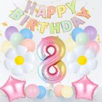 Kızlar için Mutlu 8. Doğum Günü Süslemeleri, Gökkuşağı Gradyan 8 Balon Numarası 100 cm, Pastel Mutlu Yıllar Afişi, Pastel Gökkuşağı Parti Süslemeleri İçin 8 Numara Balon