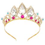 Kızlar için Tiaras KICOSY Doğum Günü Rapunzel Taç İnci Yapay Elmas Taç El Bandı Kadın Prenses Taçları Çocuklar için Ayıklama Çiçek Kız Cosplay Cadılar Bayramı Performans Kostümleri Saç Aksesuarları