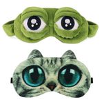 Kızlar Kadınlar Erkekler Çocuklar için Uyku Maskesi Komik Sevimli Konturlu Karartma Kurbağa Kedi Köpek Hayvan 3D Uyku Göz Maskesi 2'li Paket TANBT