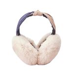 Kızlar sonbahar ve kış kalınlaşmış taşınabilir sıcak katlanır kulak muffs peluş sevimli yay earmuffs kulak kapağı sıcak kulak muffs (Düşük stil - bej)